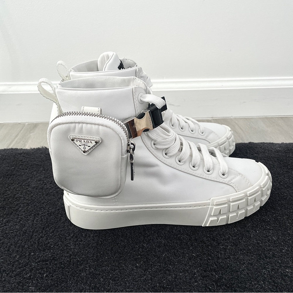 NWOT Prada White High-Top Sneakers with Pouch BRAND NEW